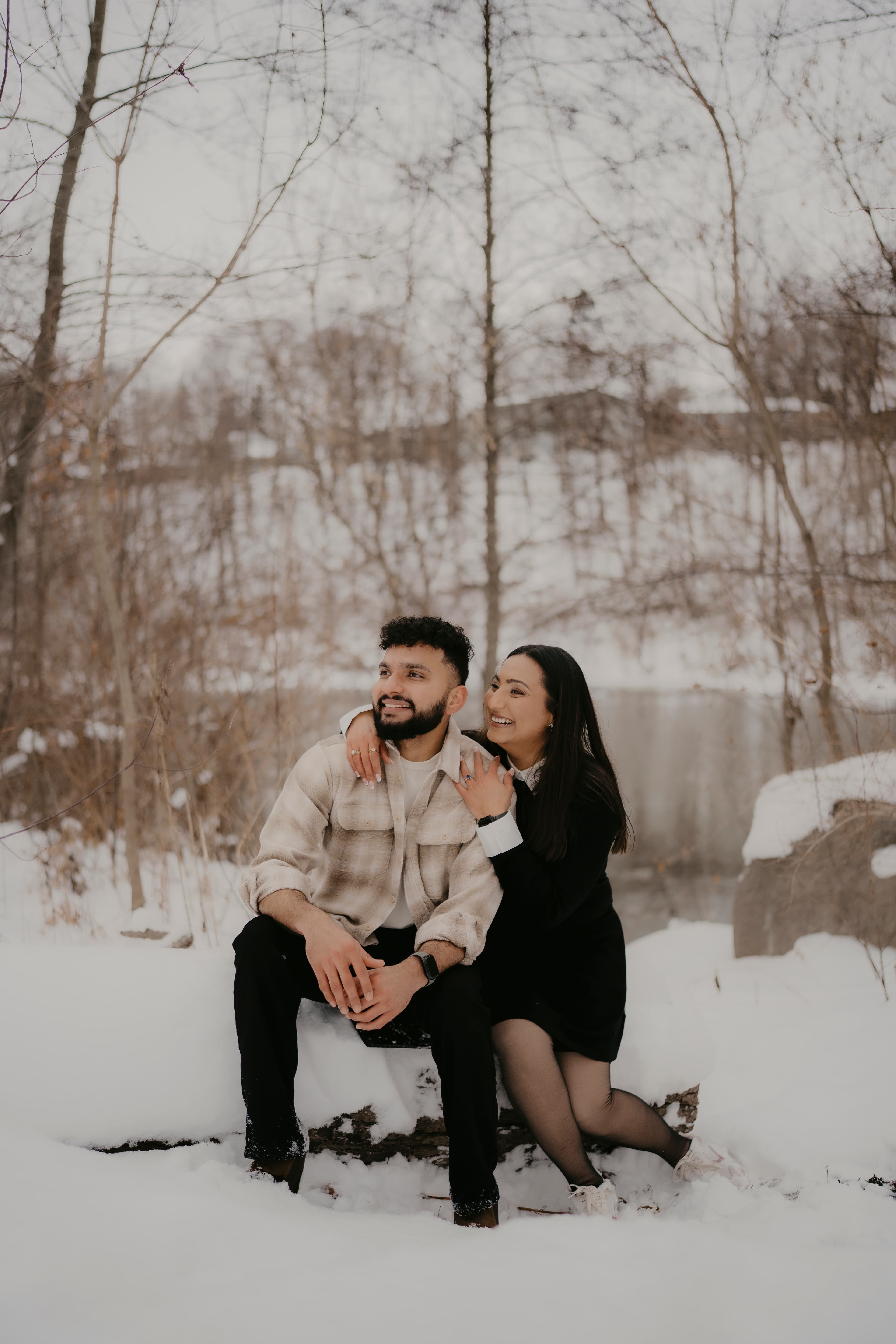 Elegant wedding portrait capturing a candid, storytelling moment